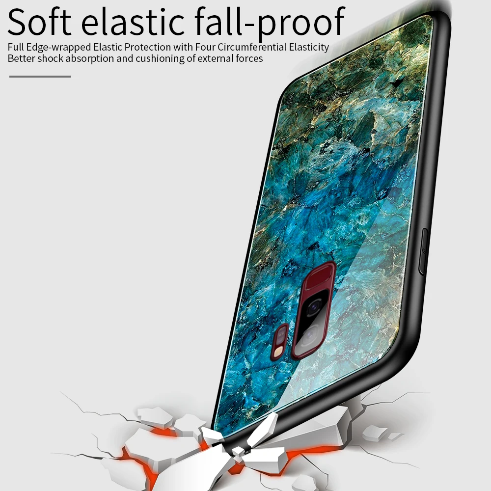 Защитный чехол из ТПУ с градиентным закаленным стеклом для Galaxy Samsung S9 S10 Plus S10e Note 9
