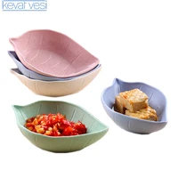 creative sauce butter dish trays leaf shaped wheat straw soy sauce vinegar dishes dinner tray kitchen tableware kitchen gadgets
