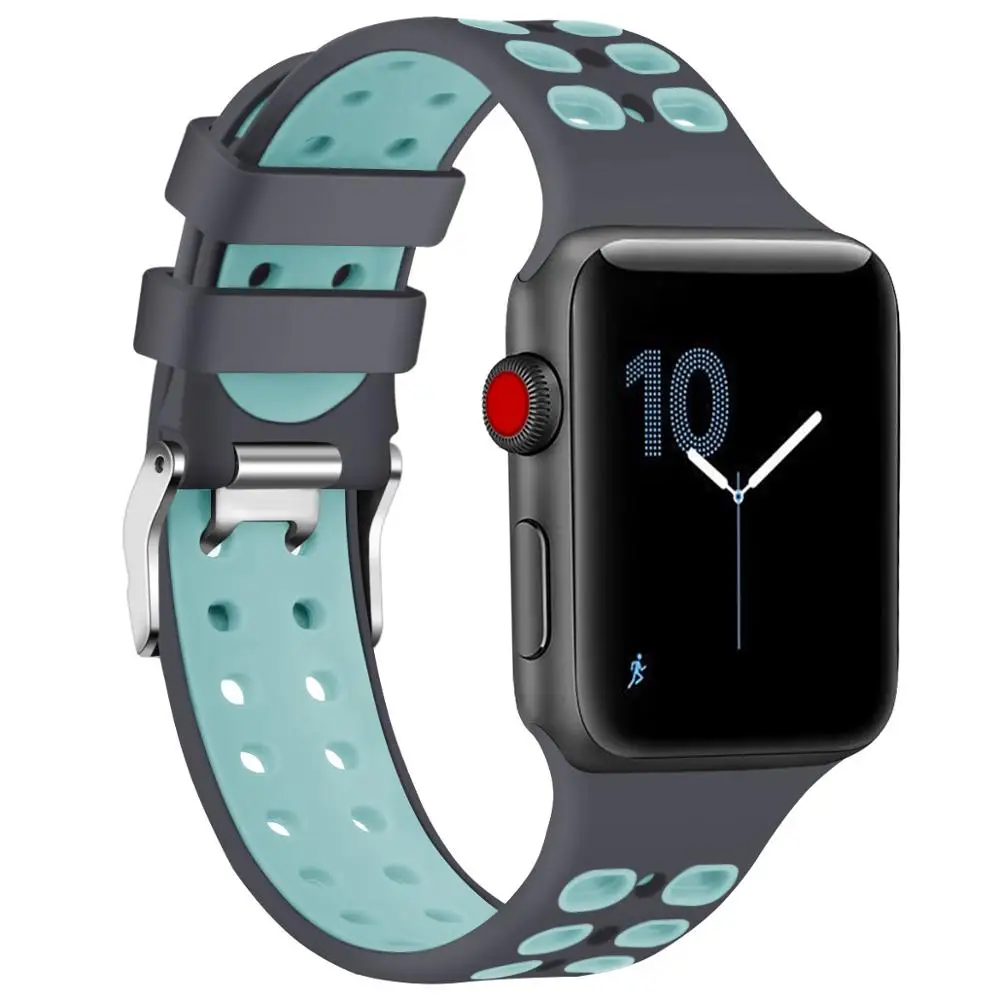 Силиконовый спортивный ремешок для Apple Watch 5 4 3 2 1 42 мм 38 резиновый браслет Nike + Iwatch 40