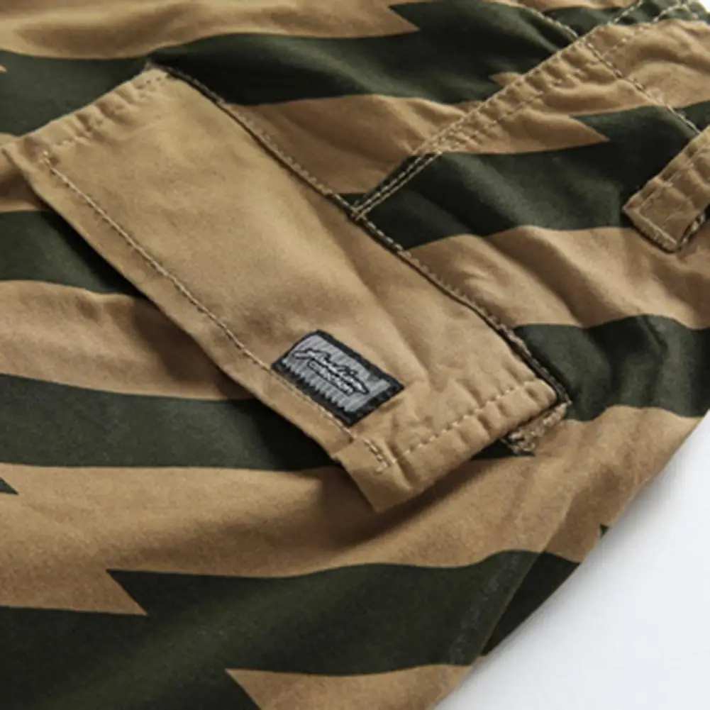 

Summer Fashion All-matched Multi-pockets Stripped Zipper Shorts Men Pants