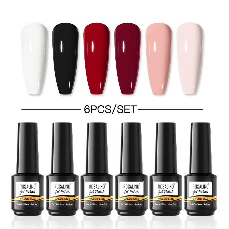 

Набор гель-лаков ROSALIND, 6 шт., 7 мл, средний размер, для дизайна ногтей, набор гель-лаков для ногтей, набор полуперманентных лаков для ногтей