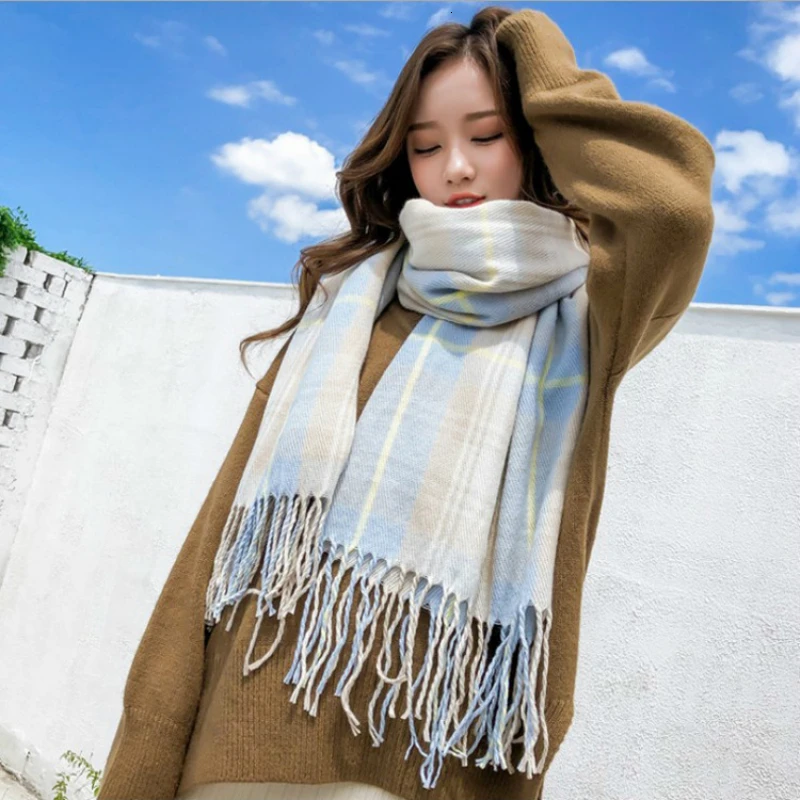 Новое поступление модный клетчатый шарф Зимний женский высококачественный