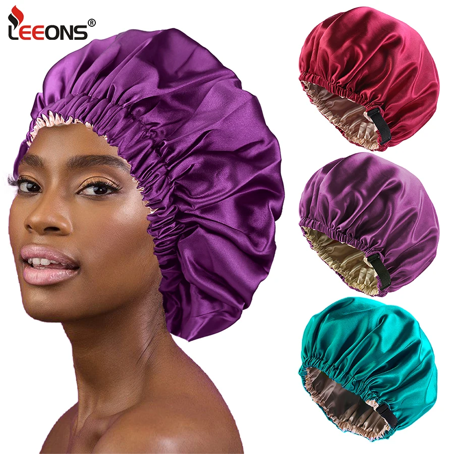 

2022 New Fashion Short Bonnet Satin Night Sleeping Cap Accessories Elastic Band Hat Silk Head Cover Wide Hair Care Wig For Women