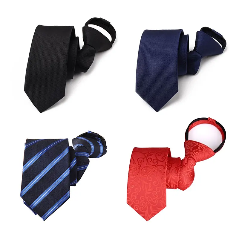 

Lazy tie mens business casual zipper tie red black striped tie is very easy to use, 4 tie only sell for 10.99, child Can be used