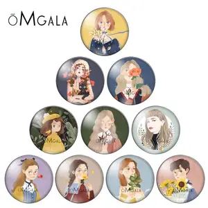 Модные Красивые иллюстрации для девочек, 10 шт., смешанные круглые кабошоны 12 мм18 мм20 мм25 мм для демонстрационной фотосъемки, фурнитура для изготовления с плоской задней поверхностью