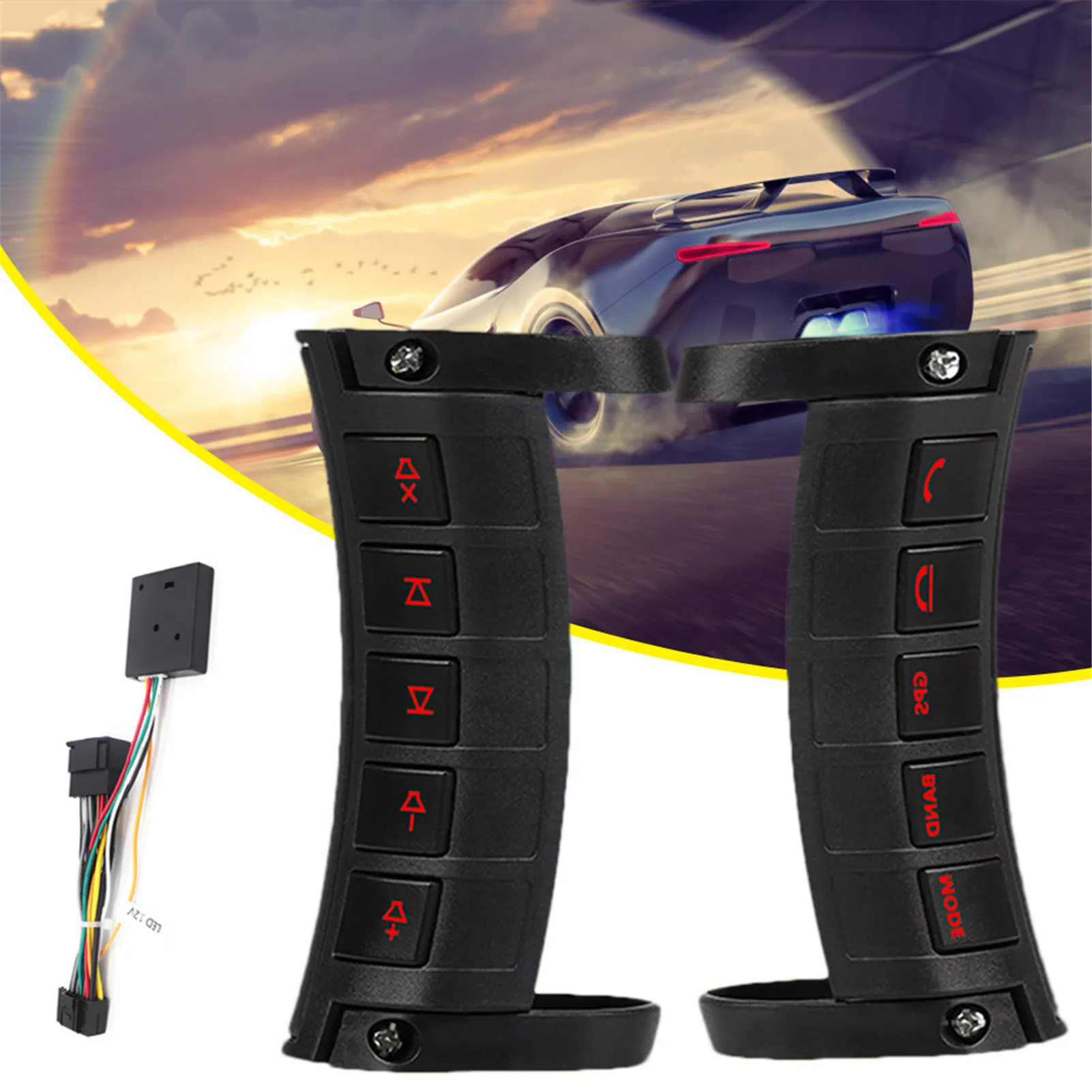 

10 KEY Universal Luminous Wireless Steering Multi-function Stereo DVD GPS Navigation Car Steering Wheel Remote Control Buttons