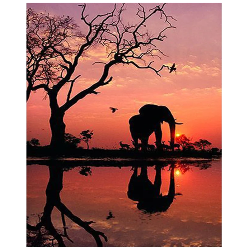 3D DIY Алмазная вышивка крестиком на рисунке Африке слон рукоделие Кристалл