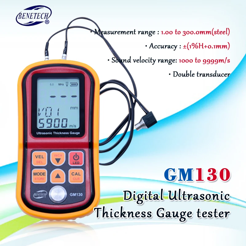 Цифровой ультразвуковой измеритель толщины GM130 металлические измерительные