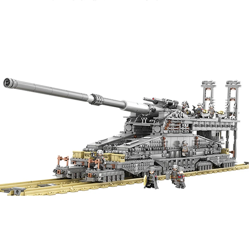10005 немецких строительных блоков KAZI 80 см [E] железнодорожное орудие Dora 3846 шт.