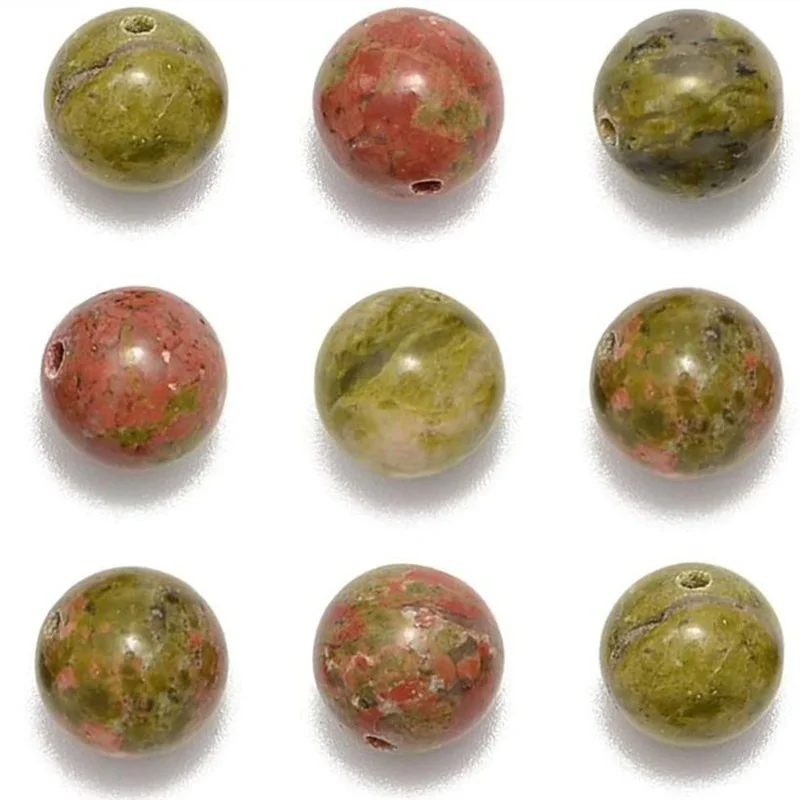 

Natural Jewelry Making Round Loose Beads for Bracelet Unakite Stone Bead Pick Size 4 6 8 10mm