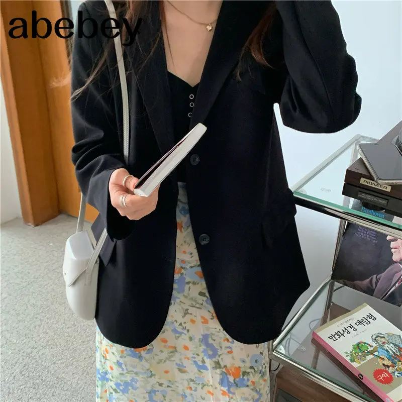

2020 Gentle Tops OL All Match Chic Streetwear High Waist Loose Blazers Stylish Girls Women Casual Vintage Solid Blazers