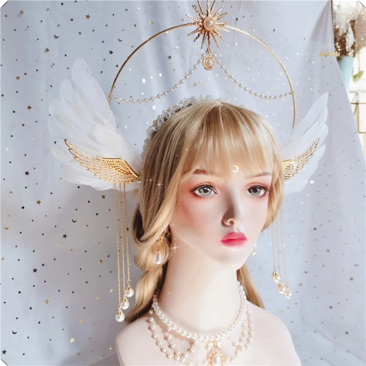 Повязка на голову с крыльями ангела и перьев Аполлона винтажная тиара в стиле