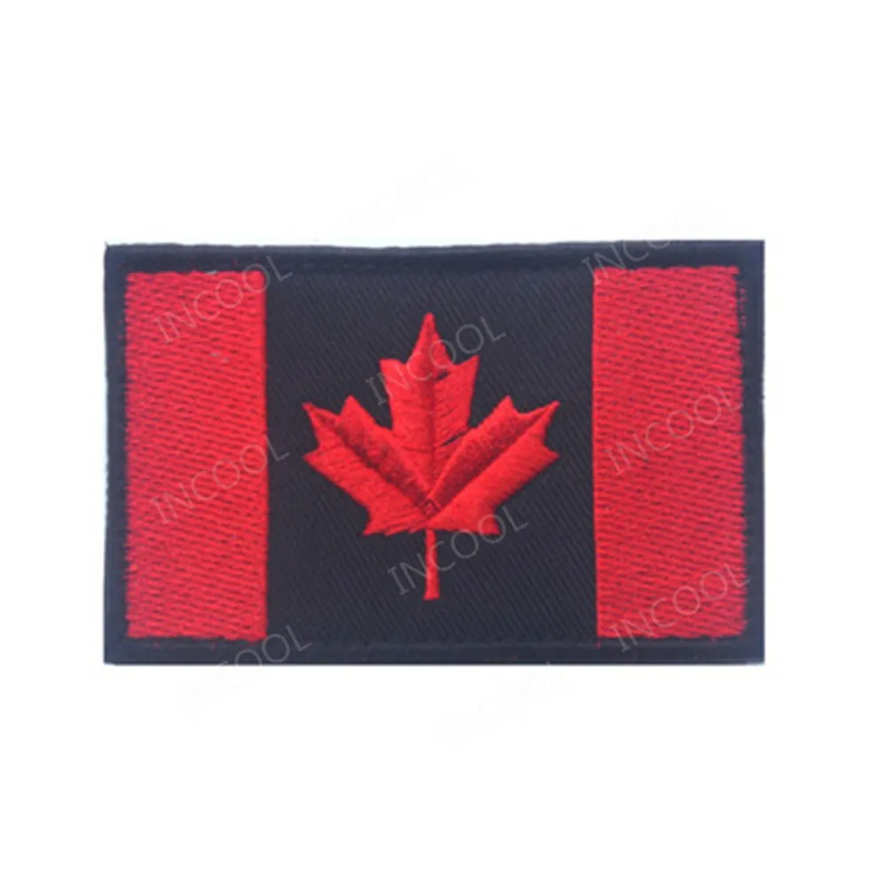 Canada Flag Black Re Америка Флаги стран Мексика пуерто-Рико Аргентина Соединенные Штаты, Канада Бразилия El Salvador вышитые нашивки значки оптом - Цвет: Canada Flag Black Re