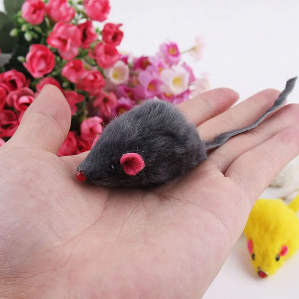 

Rabbit Fur False Mouse Pet Cat Toys Fake Mice Rats Cute Playing Toys for Cats Kitten Randomly Color