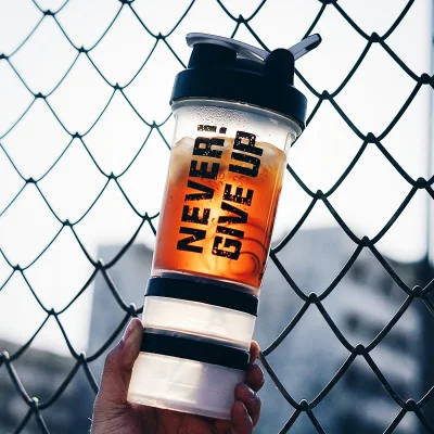 500ML 600 мл Спортивная бутылка для воды BPA Free Tritan пластиковая чашка для воды протеиновый шейкер портативный герметичный Открытый путешествия бутылки - Цвет: 500ML