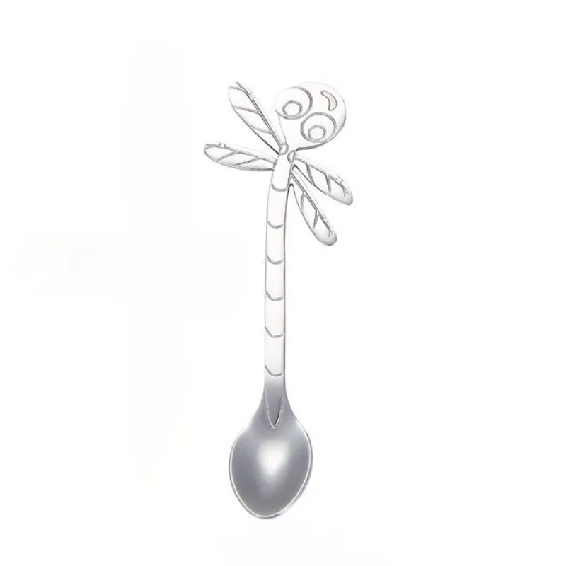 

1PC Stainless Steel Coffee Mixing Spoon Colored Dragonfly Shape Spoon Tableware Tea Dessert Fruit Ice Cream Scoop Accessories