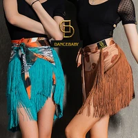 2021 new latin dance costumes for women fringe skirt cha cha samba rumba performance clothes adult sexy tassels hip scarf bl6812