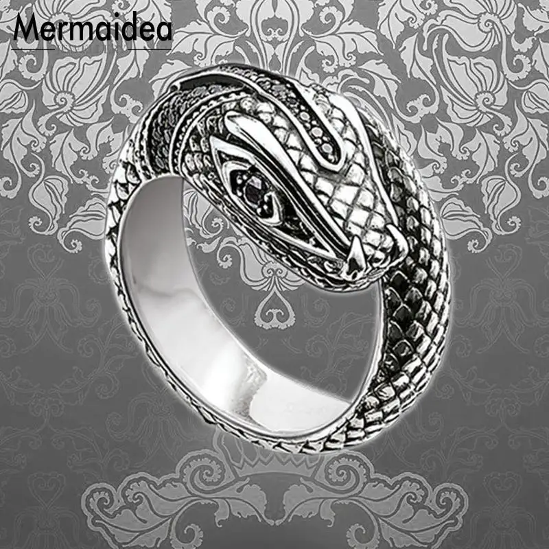 Обручальные кольца с черным CZ змейкой посеребренные модные ювелирные изделия