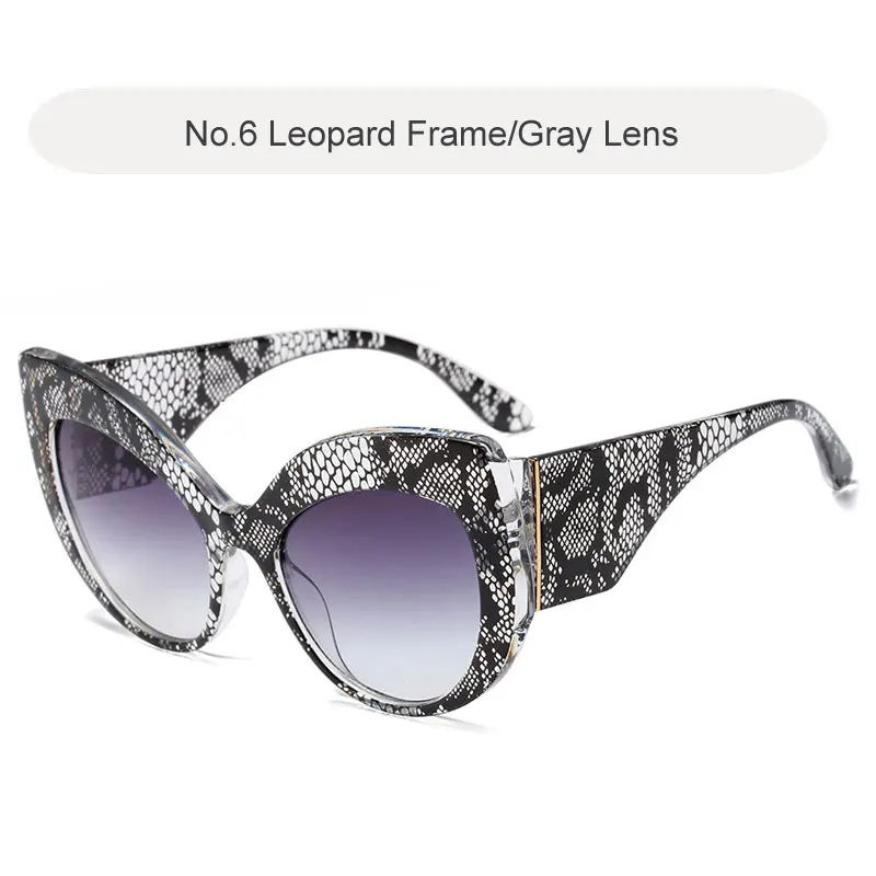 C6 Leopard-Gray Винтажные большой кошачий глаз солнцезащитные очки женские большие черные тёмные очки сексуальные градиентные женские очки роскошный фирменный дизайн солнцезащитные очки Oculos - Цвет линз: C6 Leopard-Gray