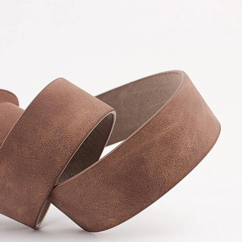 

Women Leather Belt Fashion Round Metal Buckle Female Leisure Dress Jeans Wild Without Pin Strap All-match Lady Adjustable Belts