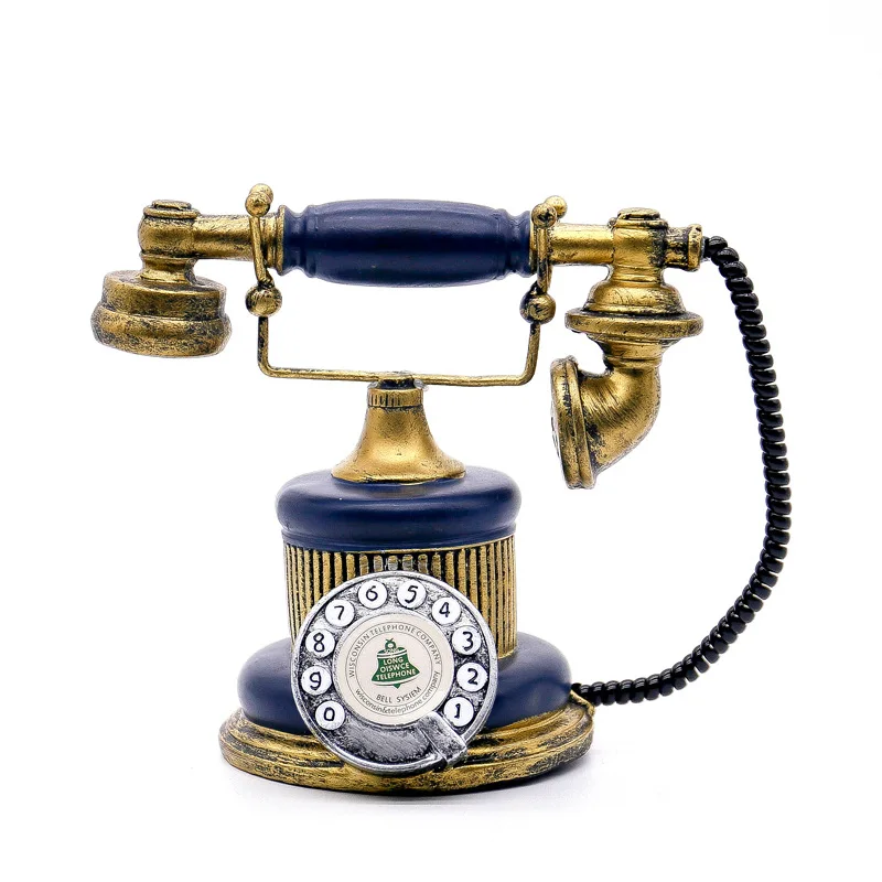 Resin Phone Statues Vintage Old Craft Home Decor Style Desk Figurines Retro Model Bar Miniatures Decorative Telephone | Дом и сад