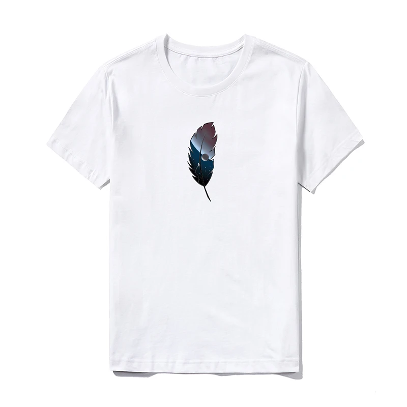 Брендовая Хлопковая мужская футболка с коротким рукавом Мужская и перьями
