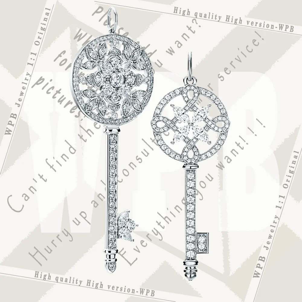 

WPB100%925Necklaces high quality version TIFN original 1:1 "Sparkling Circle Garden Key Pendant" Women Necklaces