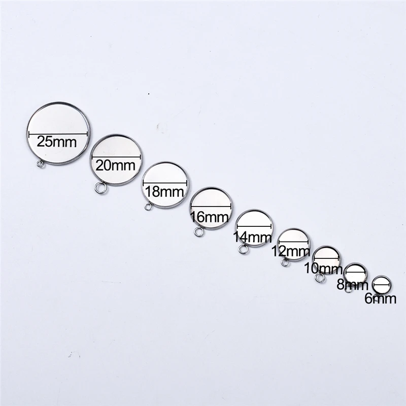 

10-20Pcs/Lot Single Ring Stainless Steel Round Pendant Base for Necklace DIY Accessories for Jewelry Making Supplies 6/8/10/mm