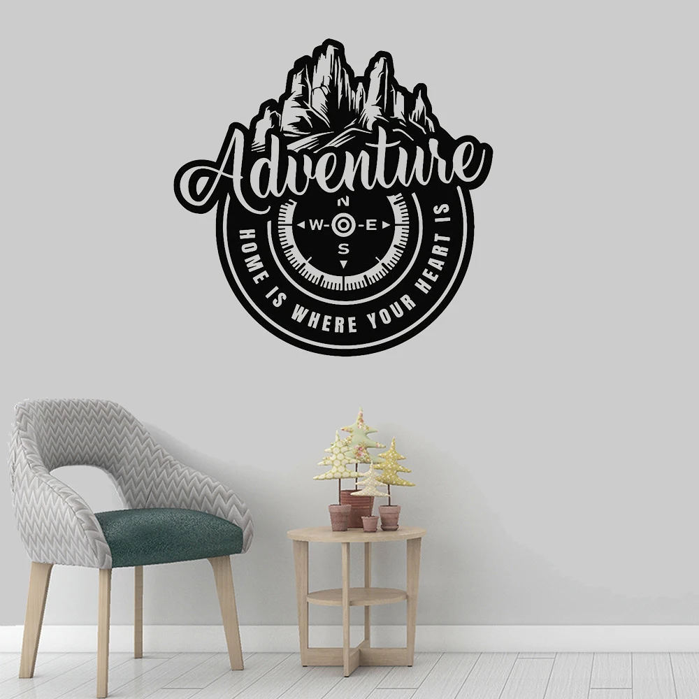 Виниловые наклейки на стену в стиле приключений с надписью Mountain Wind Rose виниловые