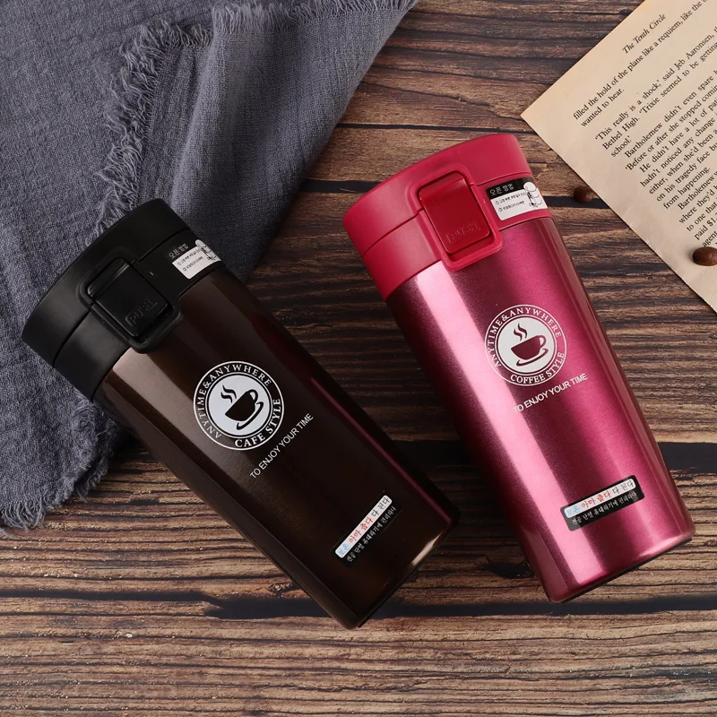 

New Stainless Steel Coffee Cup Vacuum Double-layer Vacuum Flask Water Bottle Bounce Lid Car Travel Mug Tumbler