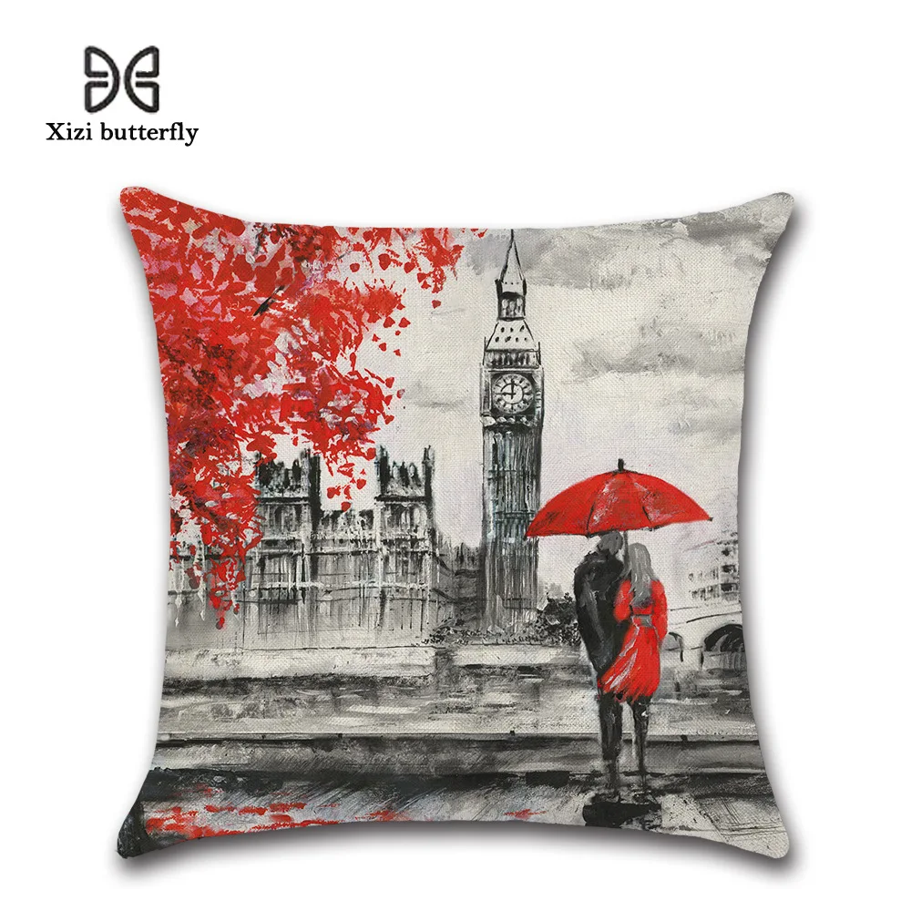 45*45 см новые туфли с квадратными видом на город Декоративные диванные подушки