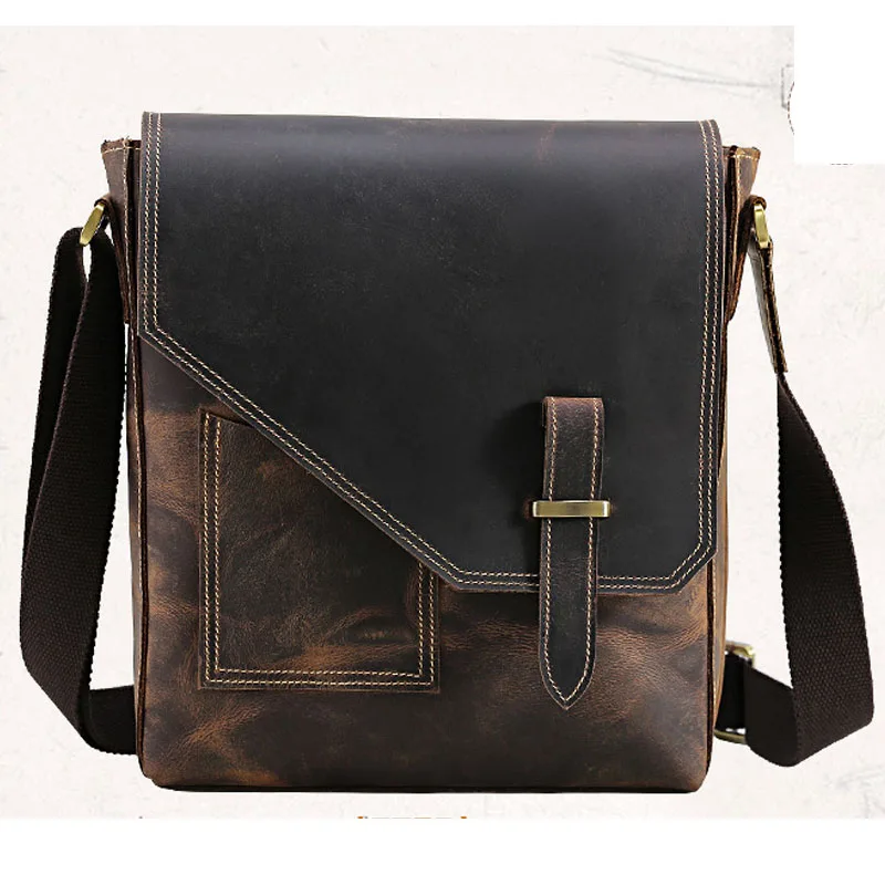 Винтажная сумка из воловьей кожи мужские сумки через плечо одноцветная на