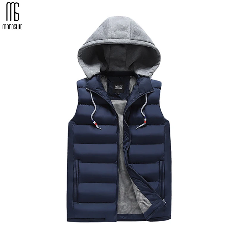 Мужской жилет без рукавов Manoswe теплый с капюшоном повседневный тонкий плотный