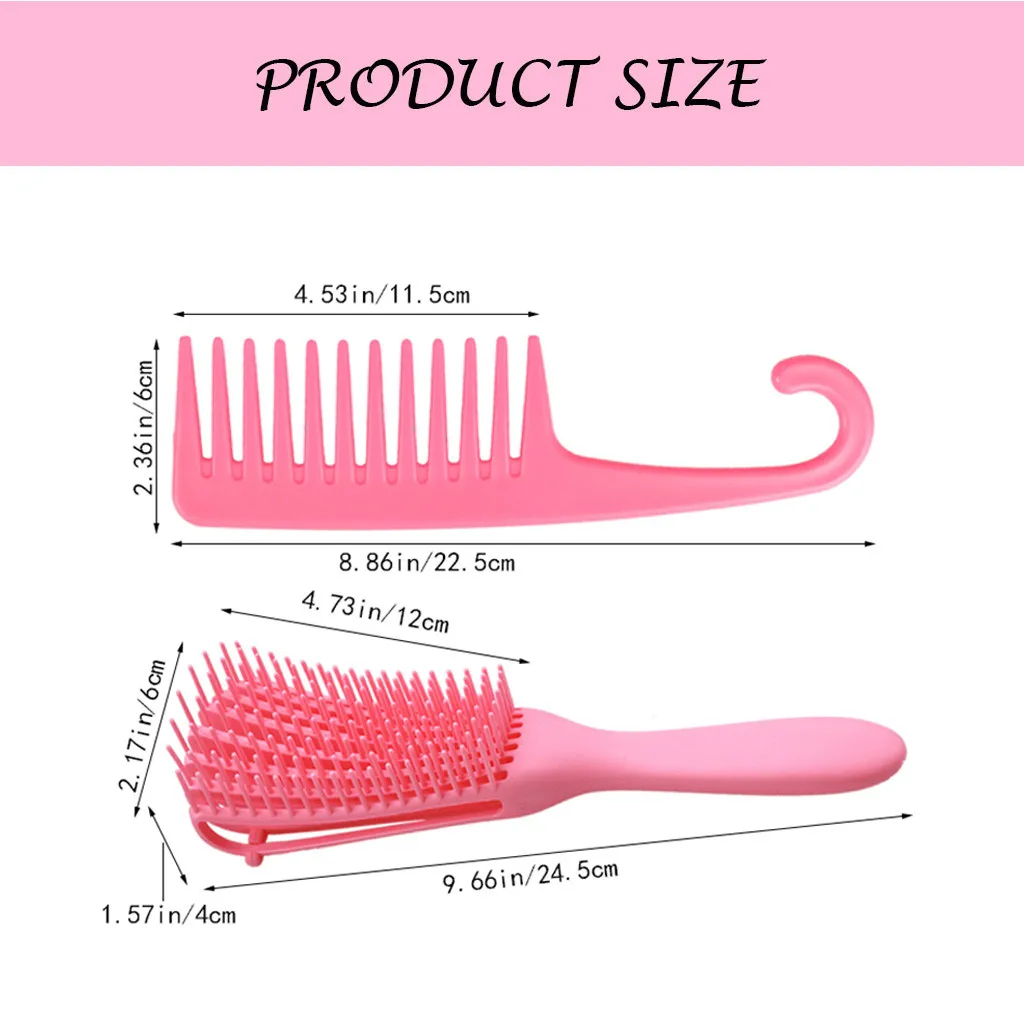 

Detangling Brush And Wide Tooth Comb With Hook Kit For Women
