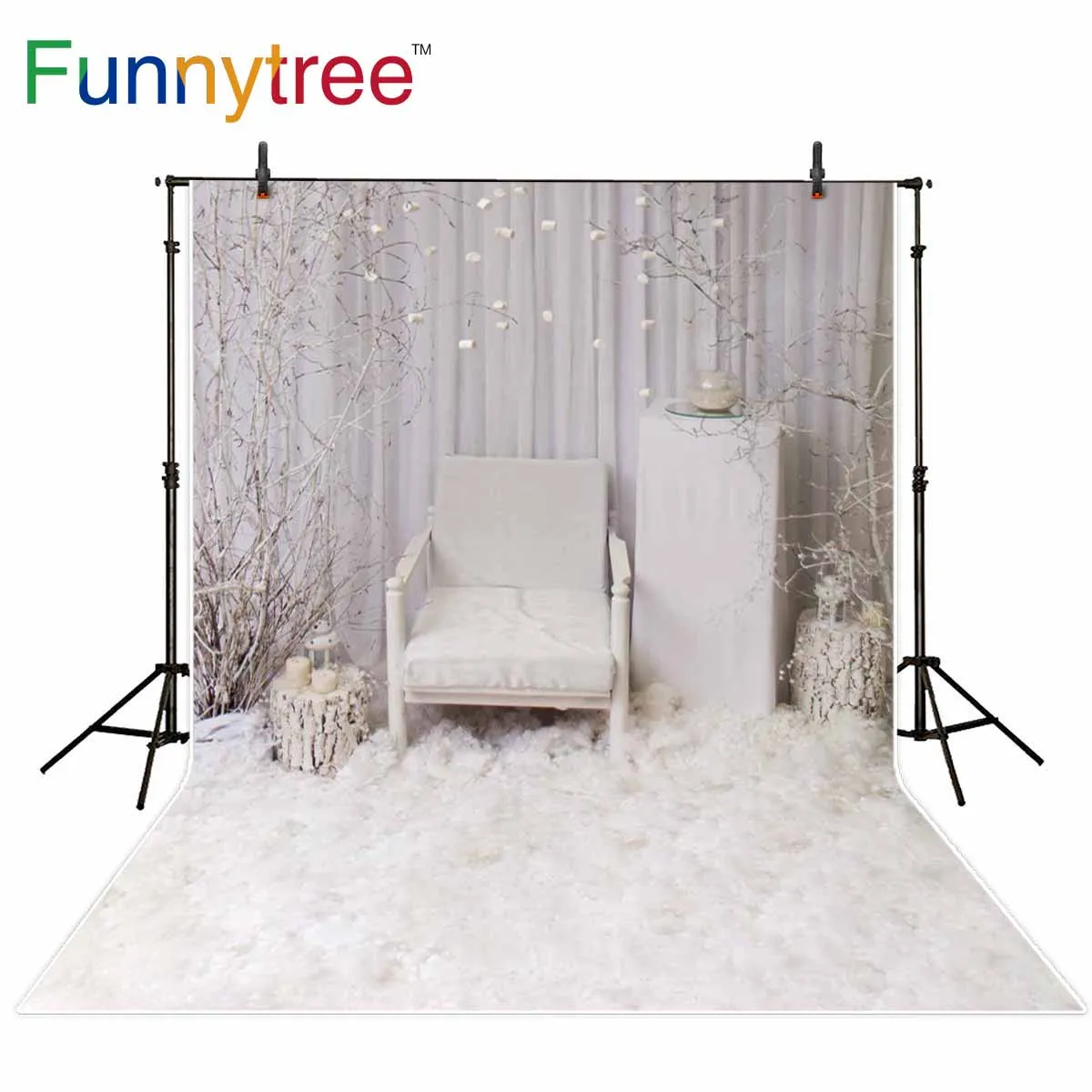 Funnytree фотостудия фон для фотосъемки в помещении стул свеча белое дерево
