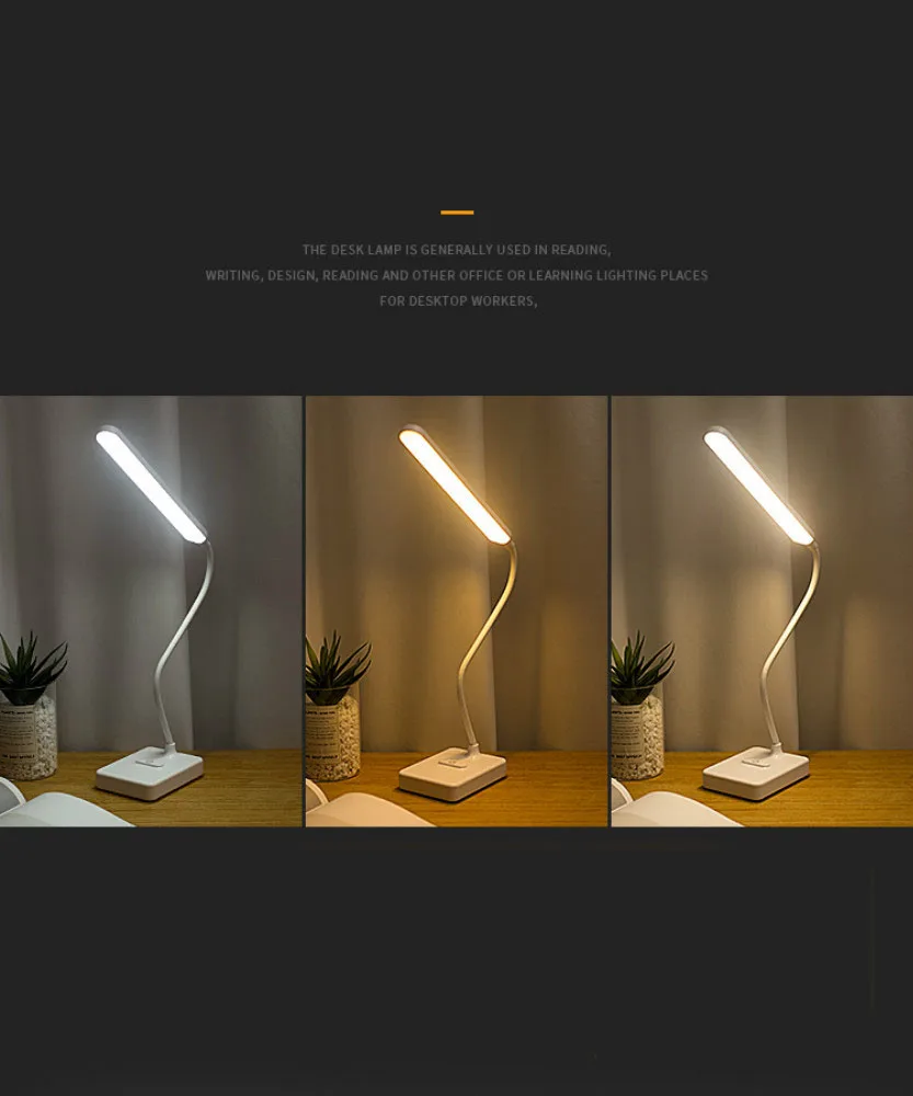 Офисная светодиодная Складная Настольная лампа с зарядкой от USB приглушаемый