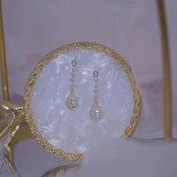 2020 new fashion womens earrings delicate water drop zircon tassels earrings for women brides wedding party jewelry wholesale