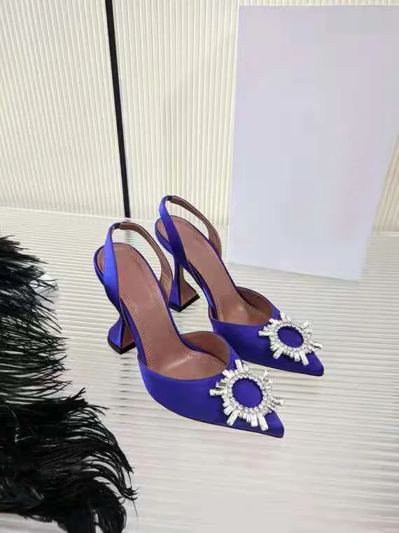 

Women's Shoes Begum Satin Slingback Pumps Crystal High Heel Sandals
