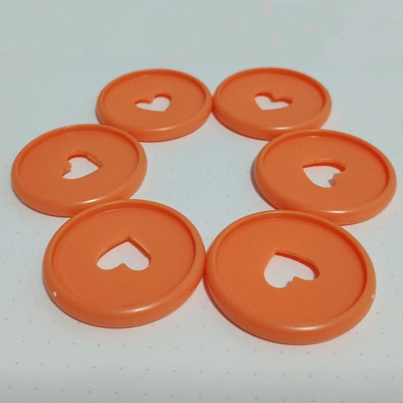 orange 35mm 50 шт. сердце блокнот Грибное отверстие кнопка блокнот пластиковый лист катушки 360 градусов складной диск Пряжка школьные офисные принадлежности - Цвет: orange 35mm