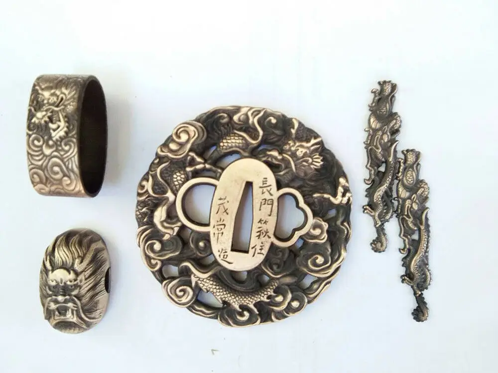 Медная цуба и фуччи с высоким драконом для японского меча катана вакизаси танто |