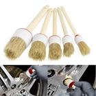 Щетка автомобильная из мягкой щетины, деревянная ручка для ухода за салоном, приборной панели, обода, кондиционер, мойка двигателя, автодетейлинг