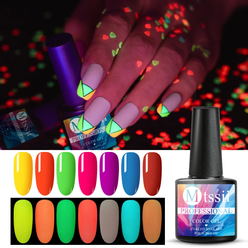 Mtssii 8ml Glow In Dark Fluorescent Neon Luminous Uv LED Soak Off Gel Varnish Lighting In Night Semi Permanent Varnish Enamel