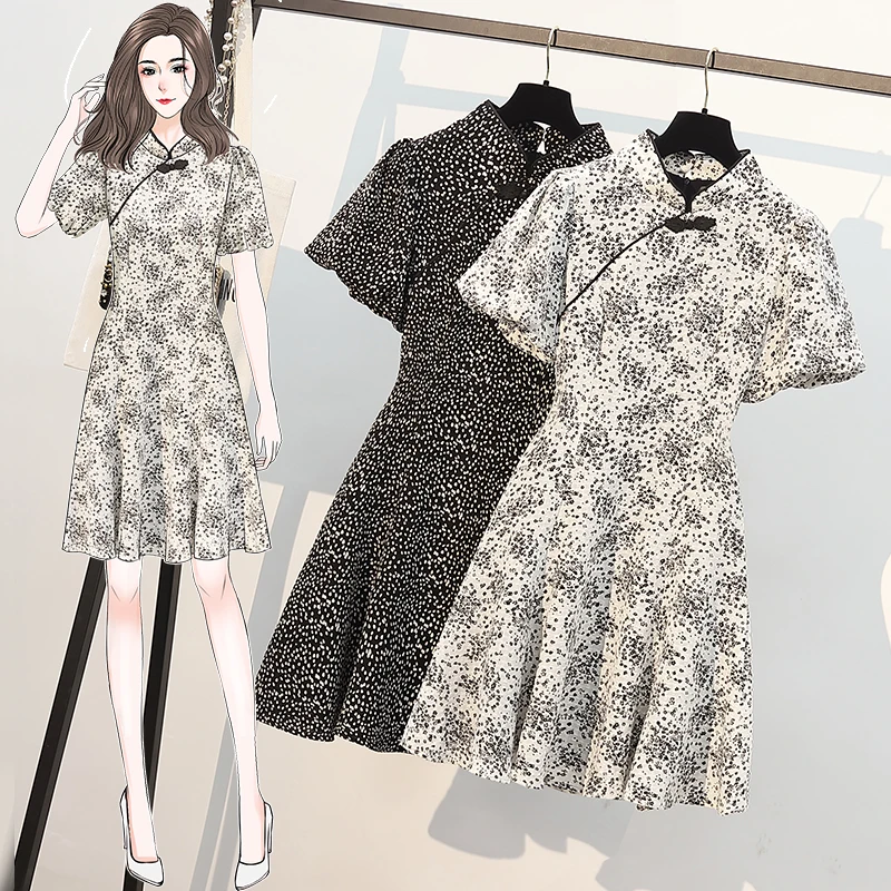 

Womens Floral Cheongsam Vintage Dress Plus Size L-4XL XXL XXXL 3XL XXXXL Fashion Elegant Chinese Party Cocktail Dresses Clothes