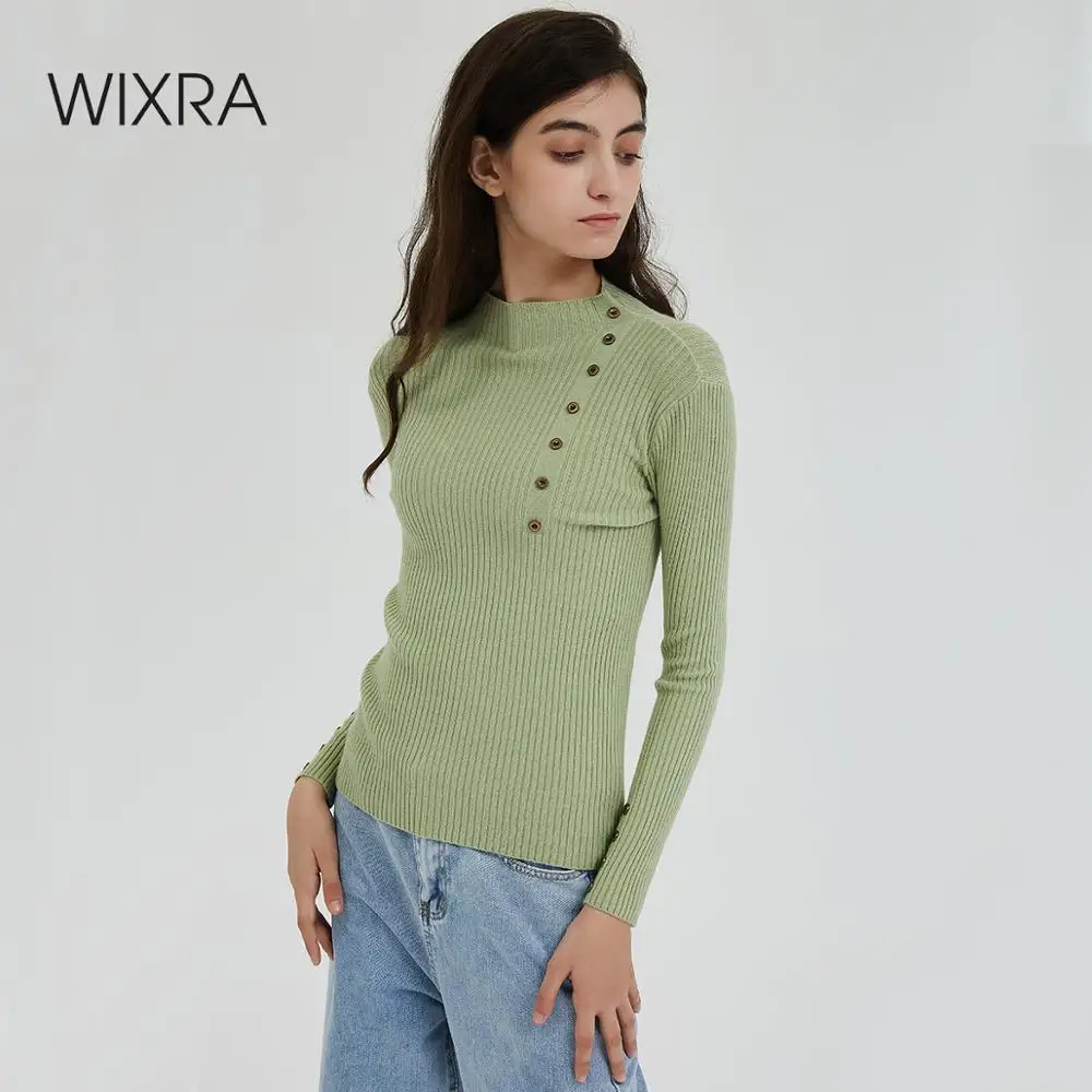 Wixra Women Sweater 2019 Avocado Female Basic Turtleneck Slim Warm Ladies Knitted Sweaters Pull Jumpers Autumn Spring | Женская одежда