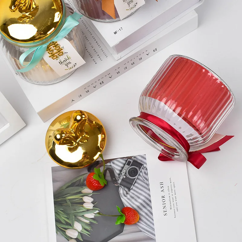 Керамическая стеклянная банка с крышкой золотая коробка конфет птица белка