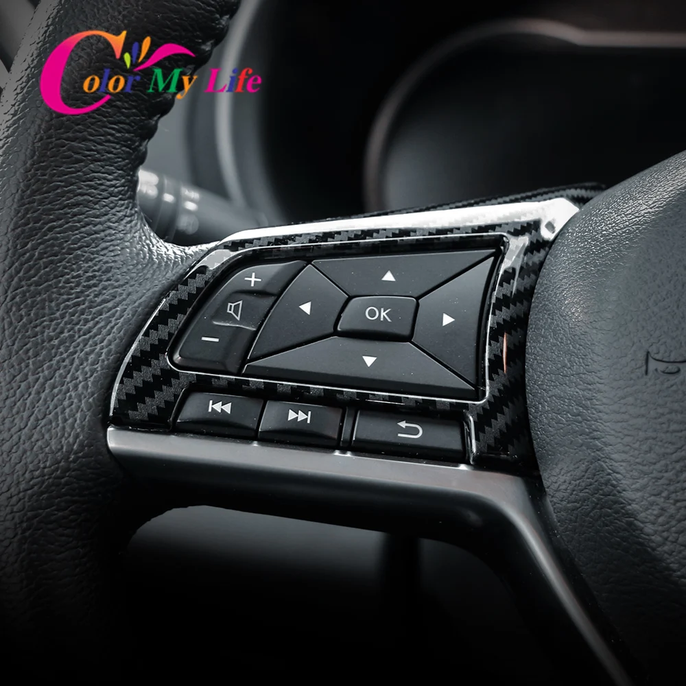 

Color My Life Car Steering Wheel Panel Switch Knob Cover Trim Stickers for Nissan Juke 2018 2019 2020 2021 Accessories
