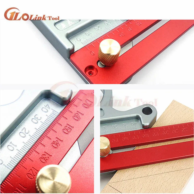 

1pc Aluminum Alloy 200/300/400mm Woodworking Angle Ruler 45/90 Degree Ruler Scribe Gauge Measuring Tool Durable
