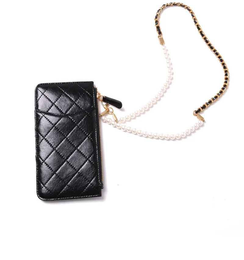 Кожаная сумка для мобильного телефона из воловьей кожи с жемчужной цепочкой 2019