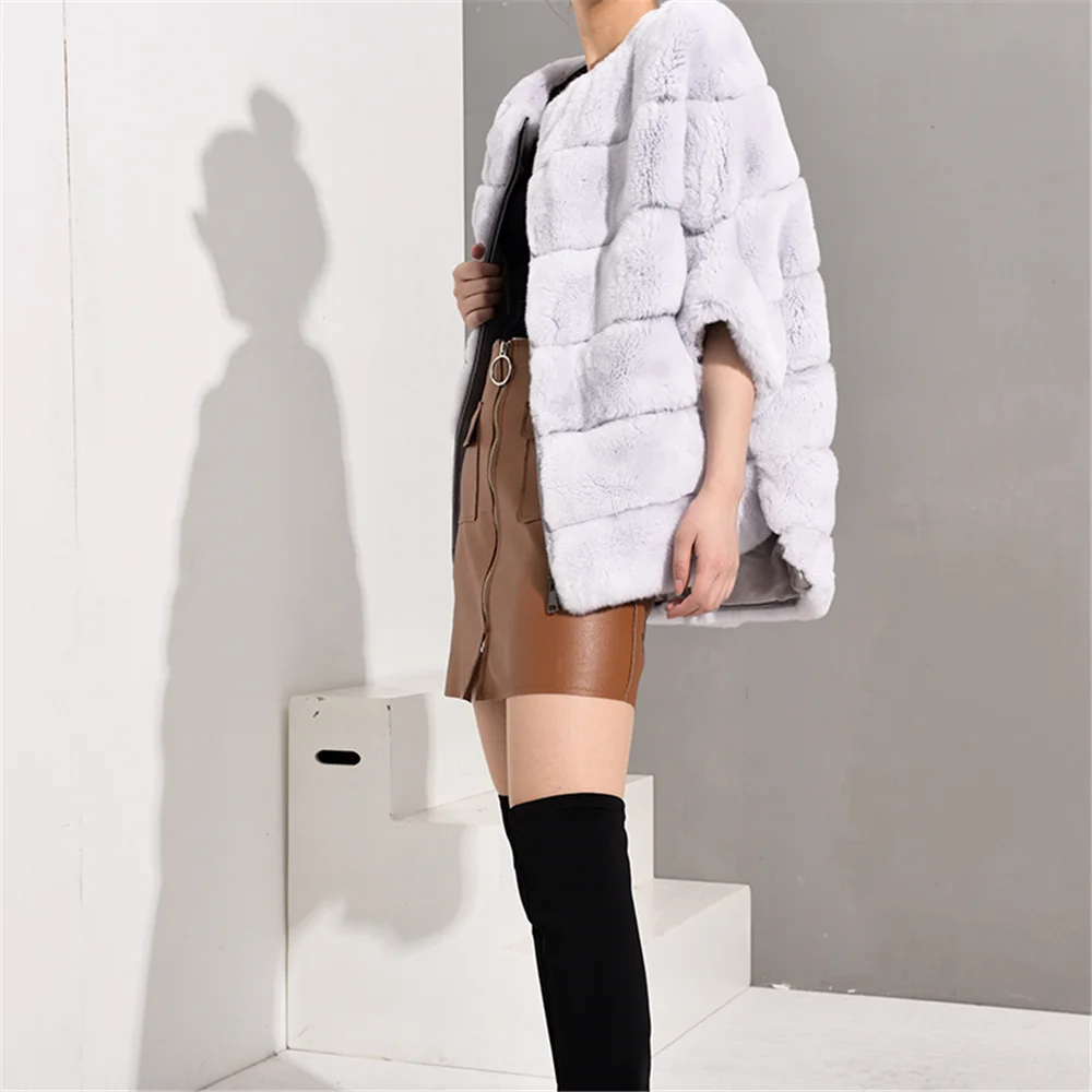 TOPFUR Winter Coat Women Real Fur Coat With Zipper Leather Jacket Women Rex Rabbit Fur Coat Rex Rabbit Fur Pullover Jacket