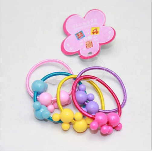 

Elastic Hair Tie Children Rubber Hair Band High Quality Carton Round Ball Kids 50 Pcs Elastic Hair Bands
